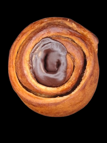 Kanelsnegl m. chokolade glasur